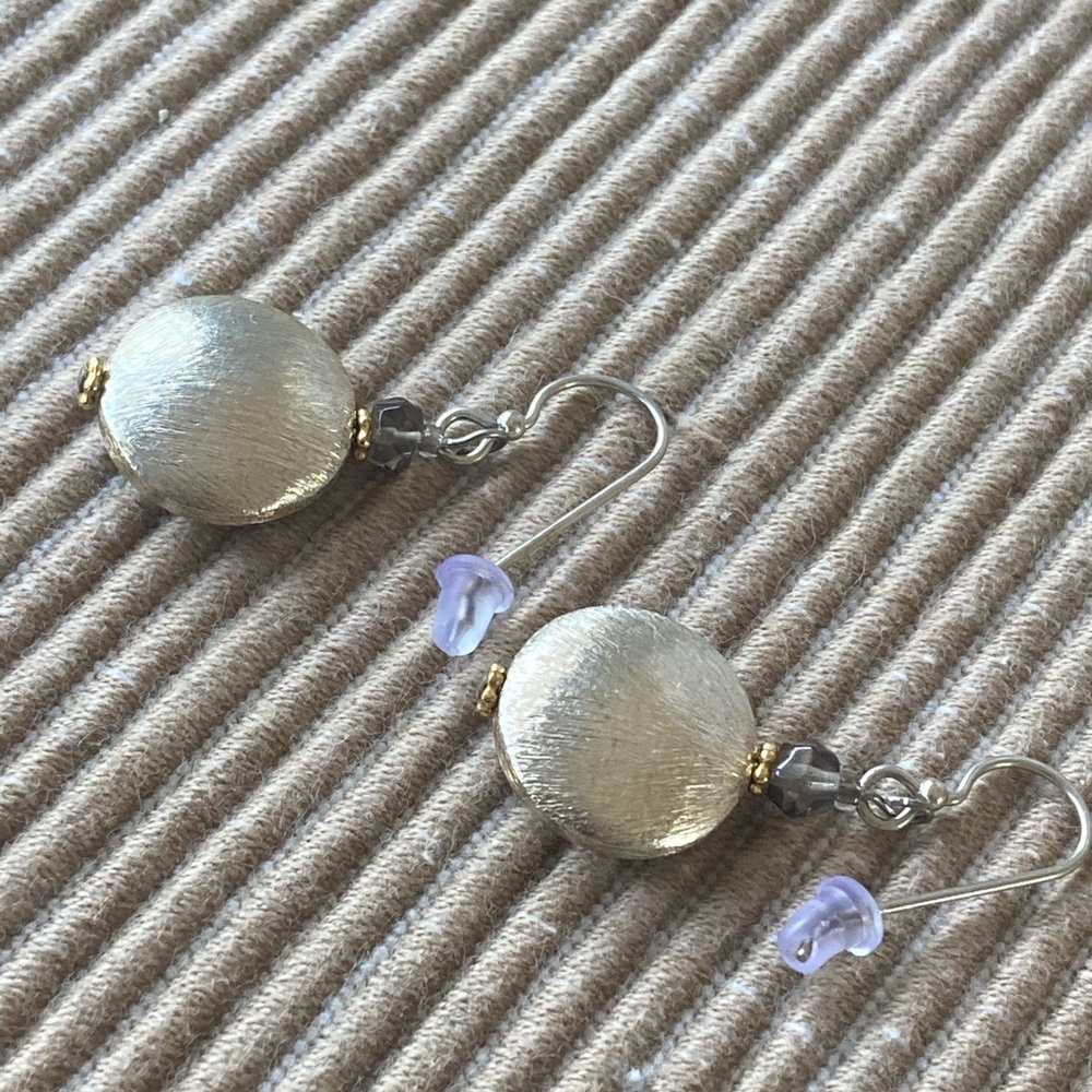 Matte Sterling Silver Beads Faceted Smokey Quartz